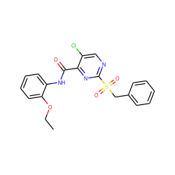 CCOc1ccccc1NC(=O)c1nc(S(=O)(=O)Cc2ccccc2)ncc1Cl ZINC000009206512