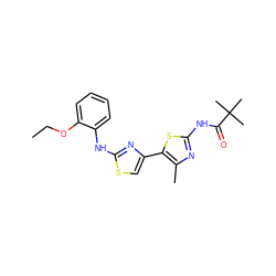 CCOc1ccccc1Nc1nc(-c2sc(NC(=O)C(C)(C)C)nc2C)cs1 ZINC000029051463