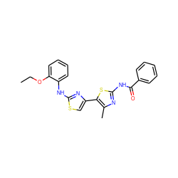 CCOc1ccccc1Nc1nc(-c2sc(NC(=O)c3ccccc3)nc2C)cs1 ZINC000000888726