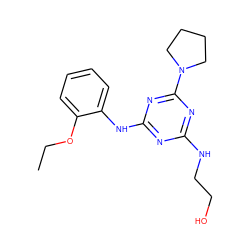 CCOc1ccccc1Nc1nc(NCCO)nc(N2CCCC2)n1 ZINC000014968066