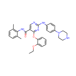 CCOc1ccccc1Oc1nc(Nc2ccc(N3CCNCC3)cc2)ncc1C(=O)Nc1c(C)cccc1C ZINC000053276054