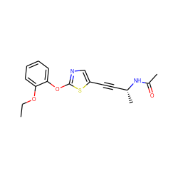 CCOc1ccccc1Oc1ncc(C#C[C@@H](C)NC(C)=O)s1 ZINC000036184994