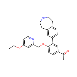 CCOc1ccnc(COc2ccc(C(C)=O)cc2-c2ccc3c(c2)CCNCC3)c1 ZINC000205448326