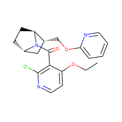 CCOc1ccnc(Cl)c1C(=O)N1[C@H]2CC[C@H]1[C@H](COc1ccccn1)C2 ZINC000226036650