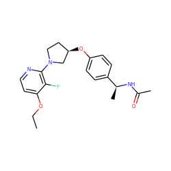 CCOc1ccnc(N2CC[C@@H](Oc3ccc([C@H](C)NC(C)=O)cc3)C2)c1F ZINC000169709846