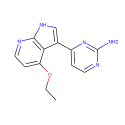 CCOc1ccnc2[nH]cc(-c3ccnc(N)n3)c12 ZINC000029135119