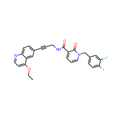 CCOc1ccnc2ccc(C#CCNC(=O)c3cccn(Cc4ccc(F)c(F)c4)c3=O)cc12 ZINC000096176200