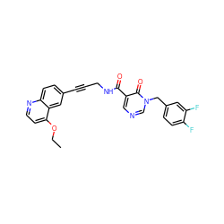 CCOc1ccnc2ccc(C#CCNC(=O)c3cncn(Cc4ccc(F)c(F)c4)c3=O)cc12 ZINC000096176201