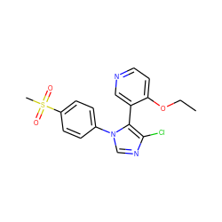 CCOc1ccncc1-c1c(Cl)ncn1-c1ccc(S(C)(=O)=O)cc1 ZINC000027103756