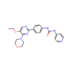 CCOc1cnc(-c2ccc(NC(=O)Nc3ccncc3)cc2)nc1N1CCOCC1 ZINC000198450228