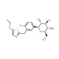 CCOc1cnc(Cc2cc([C@@H]3O[C@H](CO)[C@@H](O)[C@H](O)[C@H]3O)ccc2Cl)s1 ZINC000066074631