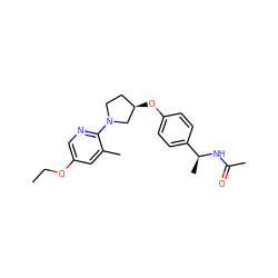 CCOc1cnc(N2CC[C@@H](Oc3ccc([C@H](C)NC(C)=O)cc3)C2)c(C)c1 ZINC000169709246