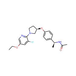 CCOc1cnc(N2CC[C@@H](Oc3ccc([C@H](C)NC(C)=O)cc3)C2)c(F)c1 ZINC000169709158