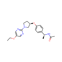 CCOc1cnc(N2CC[C@@H](Oc3ccc([C@H](C)NC(C)=O)cc3)C2)nc1 ZINC000261164746