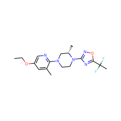 CCOc1cnc(N2CCN(c3noc(C(C)(F)F)n3)[C@@H](C)C2)c(C)c1 ZINC000103252708