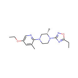 CCOc1cnc(N2CCN(c3noc(CC)n3)[C@@H](C)C2)c(C)c1 ZINC000103252701