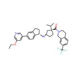 CCOc1cncc(-c2ccc3c(c2)CC[C@@H]3N[C@@H]2CC[C@@](C(=O)N3CCc4ccc(C(F)(F)F)cc4C3)(C(C)C)C2)c1 ZINC000299860220