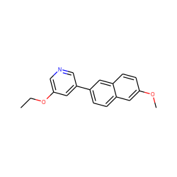 CCOc1cncc(-c2ccc3cc(OC)ccc3c2)c1 ZINC000040981182