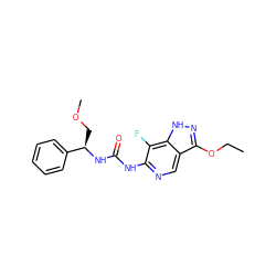 CCOc1n[nH]c2c(F)c(NC(=O)N[C@H](COC)c3ccccc3)ncc12 ZINC001772577185