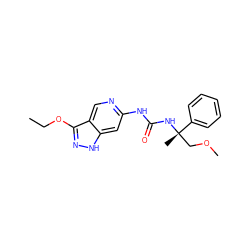 CCOc1n[nH]c2cc(NC(=O)N[C@@](C)(COC)c3ccccc3)ncc12 ZINC001772633598