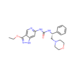 CCOc1n[nH]c2cc(NC(=O)N[C@@H](CN3CCOCC3)c3ccccc3)ncc12 ZINC000209351050