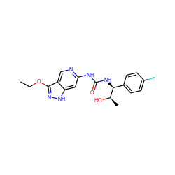 CCOc1n[nH]c2cc(NC(=O)N[C@@H](c3ccc(F)cc3)[C@@H](C)O)ncc12 ZINC001772588148