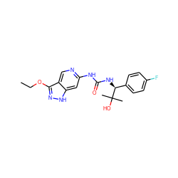 CCOc1n[nH]c2cc(NC(=O)N[C@@H](c3ccc(F)cc3)C(C)(C)O)ncc12 ZINC001772636025