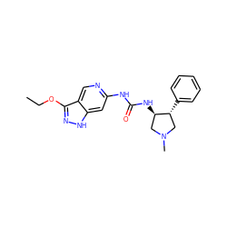 CCOc1n[nH]c2cc(NC(=O)N[C@@H]3CN(C)C[C@H]3c3ccccc3)ncc12 ZINC000209317005