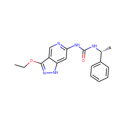 CCOc1n[nH]c2cc(NC(=O)N[C@H](C)c3ccccc3)ncc12 ZINC001772599851