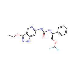 CCOc1n[nH]c2cc(NC(=O)N[C@H](COC(F)F)c3ccccc3)ncc12 ZINC001772627902