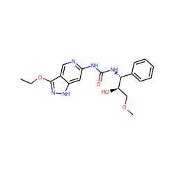 CCOc1n[nH]c2cc(NC(=O)N[C@H](c3ccccc3)[C@H](O)COC)ncc12 ZINC001772582669