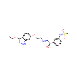 CCOc1n[nH]c2cc(OCCNC[C@H](O)c3cccc(NS(C)(=O)=O)c3)ccc12 ZINC000473118820