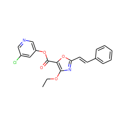 CCOc1nc(/C=C/c2ccccc2)oc1C(=O)Oc1cncc(Cl)c1 ZINC000040430290