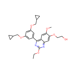 CCOc1nc(-c2cc(OCC3CC3)cc(OCC3CC3)c2)c2cc(OC)c(OCCO)cc2n1 ZINC000026728631