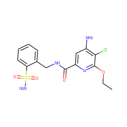 CCOc1nc(C(=O)NCc2ccccc2S(N)(=O)=O)cc(N)c1Cl ZINC000063298564