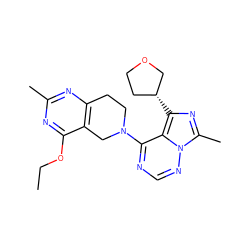 CCOc1nc(C)nc2c1CN(c1ncnn3c(C)nc([C@@H]4CCOC4)c13)CC2 ZINC000169711666