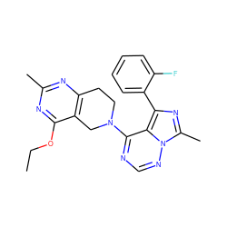 CCOc1nc(C)nc2c1CN(c1ncnn3c(C)nc(-c4ccccc4F)c13)CC2 ZINC000169711756