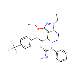 CCOc1nc(CC)n2c1[C@@H](CCc1ccc(C(F)(F)F)cc1)N([C@@H](C(=O)NC)c1ccccc1)CC2 ZINC000095602446