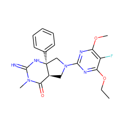 CCOc1nc(N2C[C@H]3C(=O)N(C)C(=N)N[C@@]3(c3ccccc3)C2)nc(OC)c1F ZINC000096173863