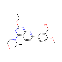 CCOc1nc(N2CCOC[C@@H]2C)c2ccc(-c3ccc(OC)c(CO)c3)nc2n1 ZINC000138935979