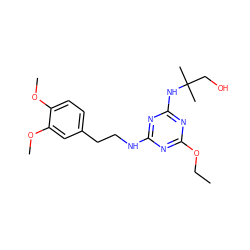 CCOc1nc(NCCc2ccc(OC)c(OC)c2)nc(NC(C)(C)CO)n1 ZINC000004101339