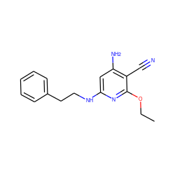 CCOc1nc(NCCc2ccccc2)cc(N)c1C#N ZINC000084731098