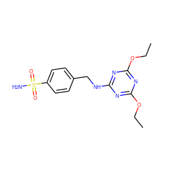 CCOc1nc(NCc2ccc(S(N)(=O)=O)cc2)nc(OCC)n1 ZINC000028388581