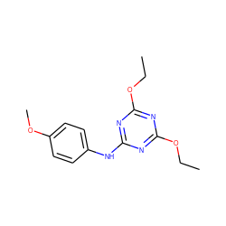 CCOc1nc(Nc2ccc(OC)cc2)nc(OCC)n1 ZINC000000356288