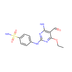 CCOc1nc(Nc2ccc(S(N)(=O)=O)cc2)nc(N)c1C=O ZINC000103199909