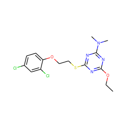 CCOc1nc(SCCOc2ccc(Cl)cc2Cl)nc(N(C)C)n1 ZINC000002268078