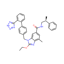 CCOc1nc2c(C)cc(C(=O)NC[C@@H](C)c3ccccc3)cc2n1Cc1ccc(-c2ccccc2-c2nn[nH]n2)cc1 ZINC000653751524