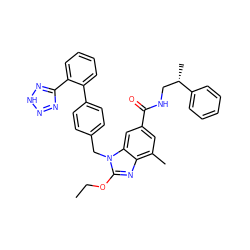 CCOc1nc2c(C)cc(C(=O)NC[C@H](C)c3ccccc3)cc2n1Cc1ccc(-c2ccccc2-c2nn[nH]n2)cc1 ZINC000653755612