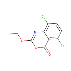 CCOc1nc2c(Cl)ccc(Cl)c2c(=O)o1 ZINC000003625582