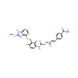 CCOc1nc2c(OCc3c(C)ccc(N(C)C(=O)CNC(=O)/C=C/c4ccc(C(=O)NC)cc4)c3C)cccc2n1C ZINC000029390662